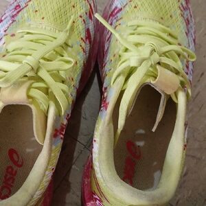 Asics Yellow and Pink Athletic Shoes